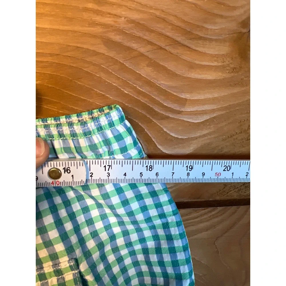 Vineyard Vines Men XL Gingham Swim Trunks Shorts Blue Green Whale Logo Beach Sun